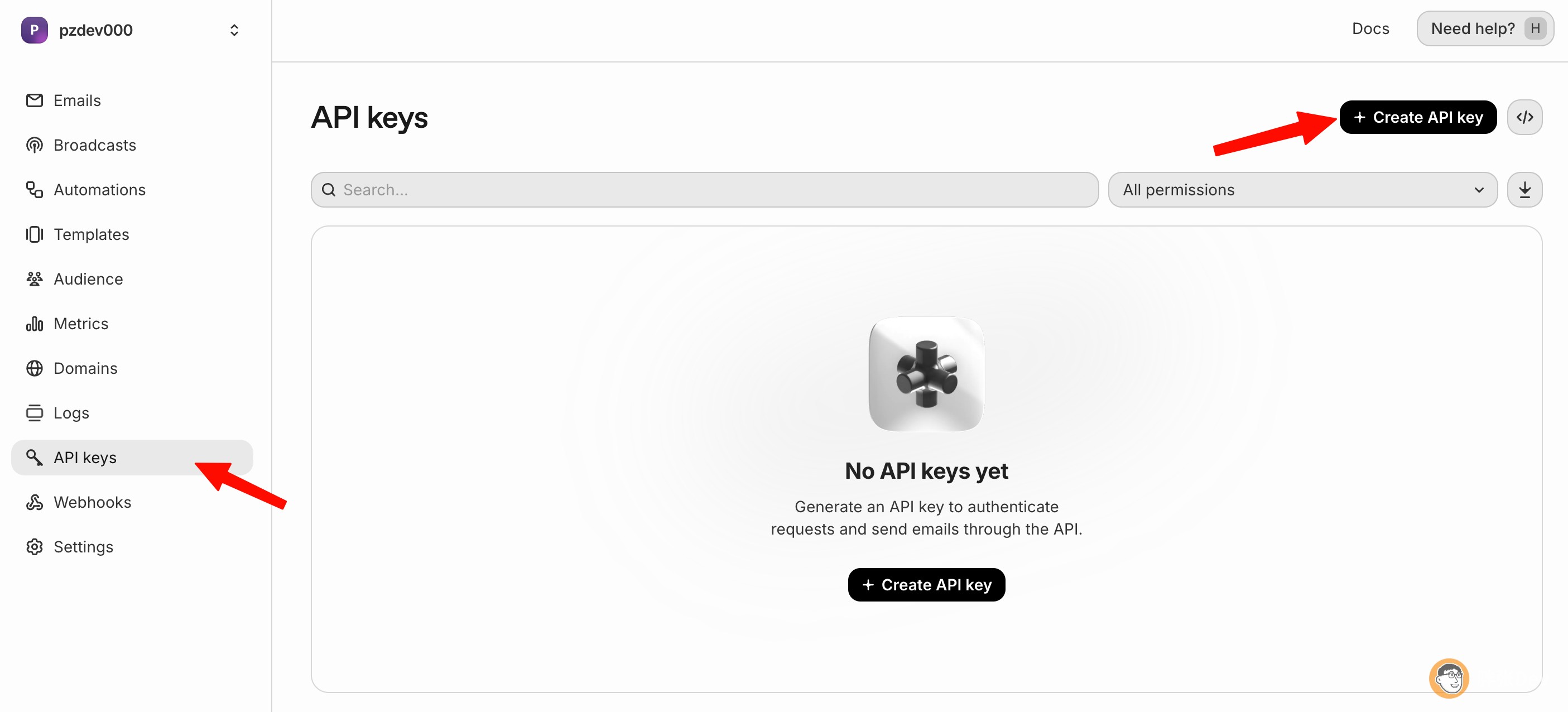 创建 API key