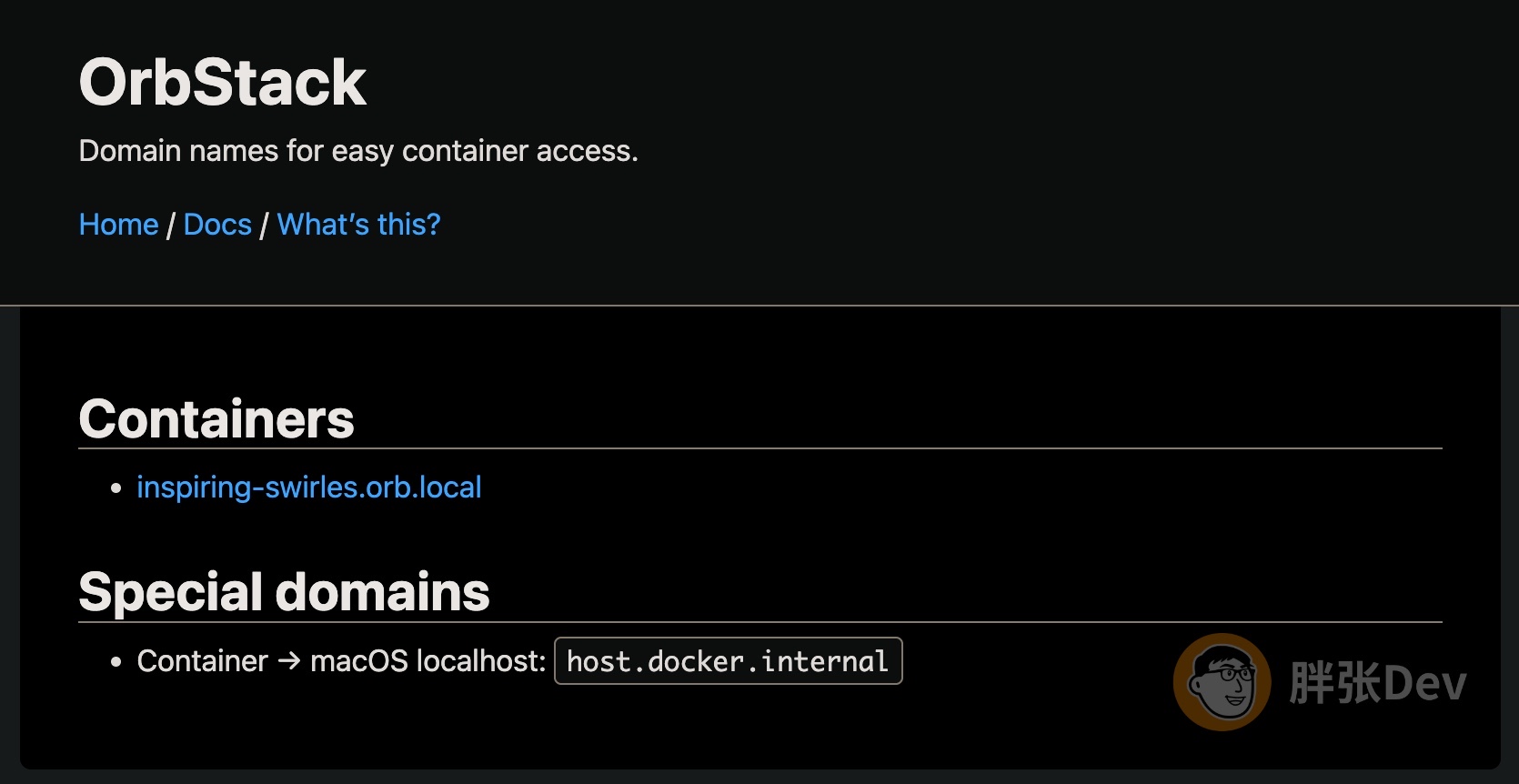 访问 orb.local,查看当前可访问的容器 访问 orb.local,查看当前可访问的容器